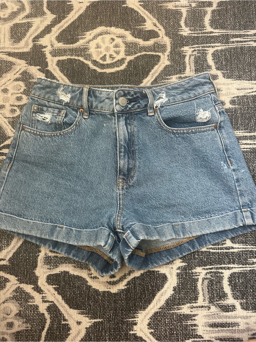 PacSun Light Blue Distressed High-Waist Denim Mom Shorts